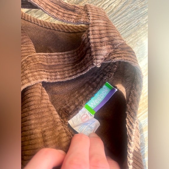 2 pair Vintage 90s Weebok Corduroy Overalls by Reebok navy & brown corduroy bibs - Picture 6 of 16